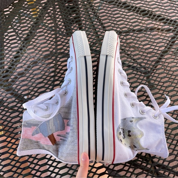 Converse | Classic Chuck Taylor White High-Top Horror Film Customized Sneakers - Picture 4 of 10